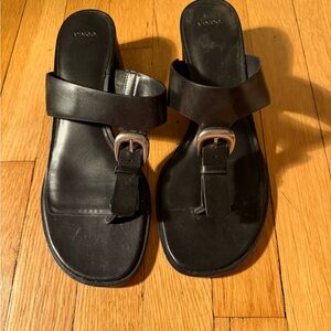 Vince Black Leather Sandals with Buckle